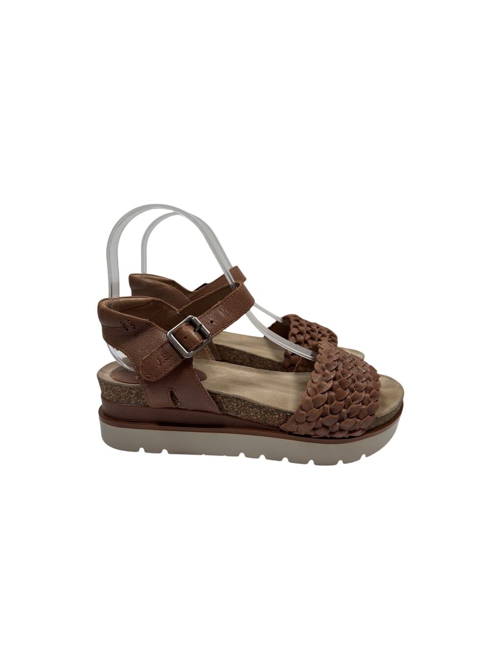 Josef Seibel Clea 16 Wedge Sandals Womens 36 US5 Brown Woven Leather Ankle Strap